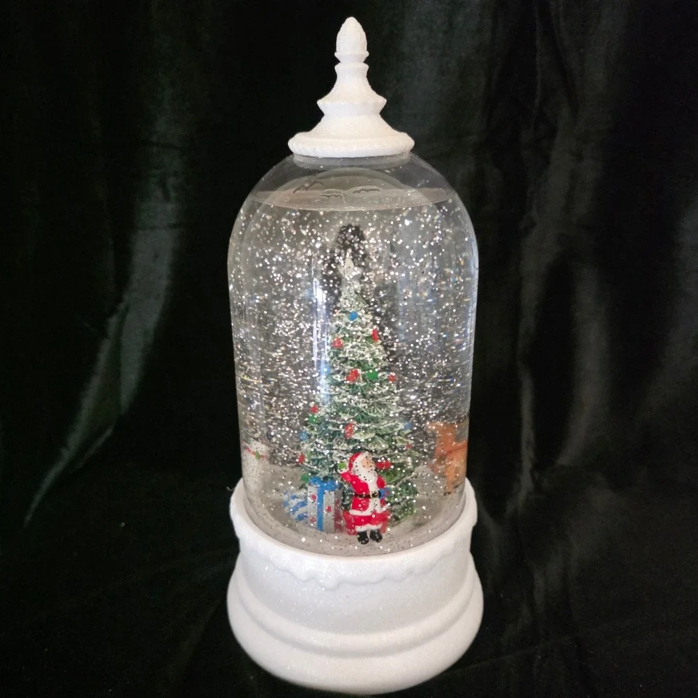 Lighted Swirling Glitter Christmas Snow Globe Santa Christmas Tree Snowman 10.5